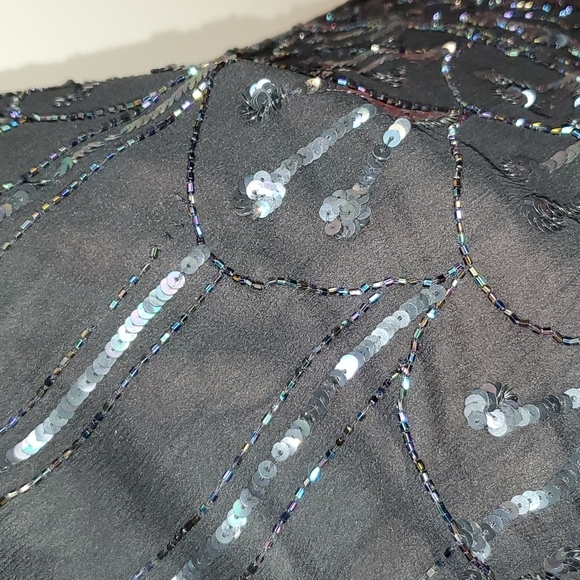 VINTAGE SILK Sequins bubble sleeve dress - Picture 8 of 15